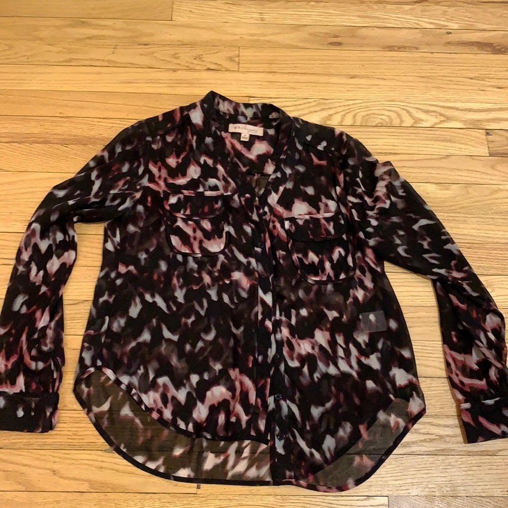 Sheer chiffon top - black white and pink